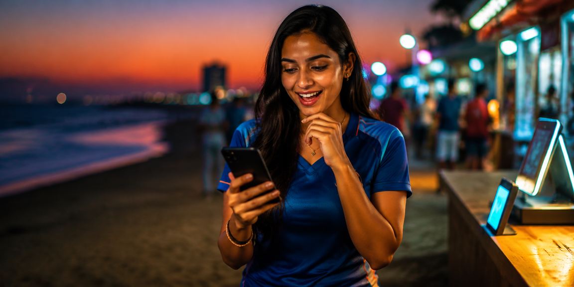 Mobile user watching IPL cricket while betting